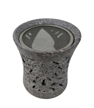 Räuchestövchen klein natur mit 60 mm Edelstahlsieb aus Speckstein
